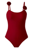 Black Spaghetti Straps One Piece Swimsuit with Ruffled Cover Up