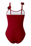 Black Spaghetti Straps One Piece Swimsuit with Ruffled Cover Up