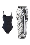 Green One Piece Printed 3D Flower Swimwear