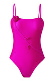 Green One Piece Printed 3D Flower Swimwear