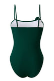 Green One Piece Printed 3D Flower Swimwear