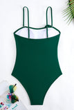 Green One Piece Printed 3D Flower Swimwear