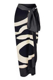 Halter One Piece Black And White Printed Swimwear