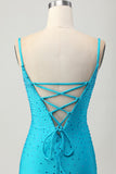 Blue Bodycon Cut Out Short Prom Dress with Beading