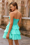 Yellow Strapless Corset A Line Beaded Cocktail Dress