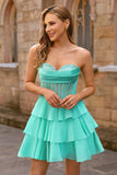 Yellow Strapless Corset A Line Beaded Cocktail Dress