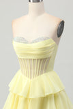 Green A Line Sweetheart Corset Short Prom Dress with Beading