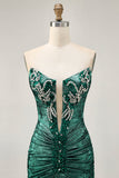 Golden Bodycon Strapless Beaded Short Prom Dress