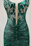 Golden Bodycon Strapless Beaded Short Prom Dress