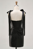 Sparkly Black Tight Rhinestones Cocktail Dress with Slit
