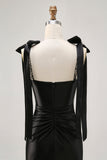Sparkly Black Tight Rhinestones Cocktail Dress with Slit