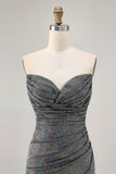 Sparkly Black Strapless Tight Short Cocktail Dress with Sequins