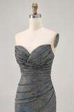Sparkly Black Strapless Tight Short Cocktail Dress with Sequins