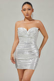 Sparkly Black Strapless Tight Short Cocktail Dress with Sequins