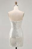 Sparkly Black Strapless Tight Short Cocktail Dress with Sequins