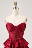 Dark Green Beaded A-line Strapless Corset Cocktail Dress