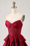 Dark Green Beaded A-line Strapless Corset Cocktail Dress