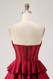 Dark Green Beaded A-line Strapless Corset Cocktail Dress