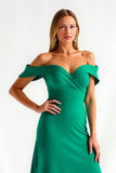 Dark Green Off The Shoulder Ruched Long Holiday Party Dress