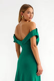 Dark Green Off The Shoulder Ruched Long Holiday Party Dress