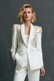White 2 Piece Shawl Lapel Women Suits with Pockets
