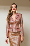 Sparkly Sunset 2 Piece Notched Lapel Work Blazer Dress