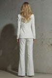 Sparkly White 2 Piece Shawl Lapel Women Suits with Sleeves