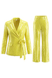 Sparkly Silver 2 Piece Sequins Notched Lapel Women Prom Suits