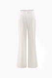 White 2 Piece Notched Lapel Ruched Business Suits with Sash