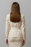 Ivory Notched Lapel Sheath 2-piece Work Dress