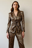 Gold Black Leopard Shawl Lapel 2 Piece Women Prom Suits