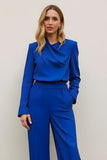 Royal Blue 2 Piece Satin Work Suits with Pockets
