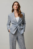 Sparkly Grey 2 Piece Sequins Women Prom Suits with Pockets