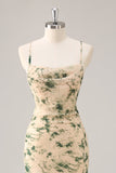 Champagne Flower Mermaid Bridesmaid Dress with Slit