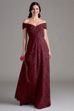 Off The Shoulder Sage Green Floral A-Line Long Choir Dress