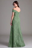 Off The Shoulder Sage Green Floral A-Line Long Choir Dress