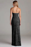 Strapless Sheath Dusty Blue Long Bridesmaid Dress