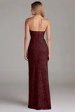 Strapless Sheath Dusty Blue Long Bridesmaid Dress
