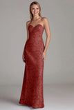 Strapless Sheath Dusty Blue Long Bridesmaid Dress