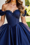 Black A Line Ruched Short Prom Dress with Appliques