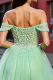 Blush Corset Tulle Short Cocktail Dress with Appliques