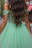 Tulle Mint Green Short Corset Prom Dress with Appliques