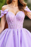 Sparkly Lavender Corset Tulle Short Prom Dress with Sequins