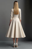 Satin Apricot A Line V Neck Mother Of The Bride Dress