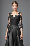Navy High Low A Line Mother Of The Bride Dress With Appliques