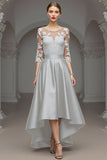 Navy A Line High Low Mother Of The Bride Dress With Appliques