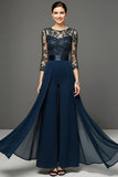 Navy Long Mother Of The Bride Jumpsuit With Streamer