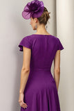 Burgundy A Line Floral Mother Of The Bride Dress