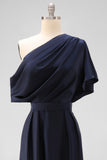 Black Satin A Line Mother Of The Bride Dress With Pockets