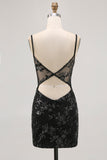 Sparkly Sequins Dark Green Bodycon Backless Corset Cocktail Dress